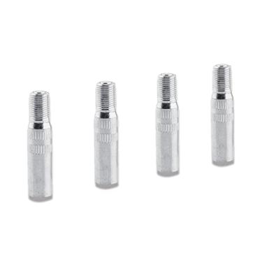 Imagem de 4 peças adaptador de extensão de tampa de válvula, tampas de válvula de roda automotiva de metal extensões de haste extensor carro caminhão van caravana, prata