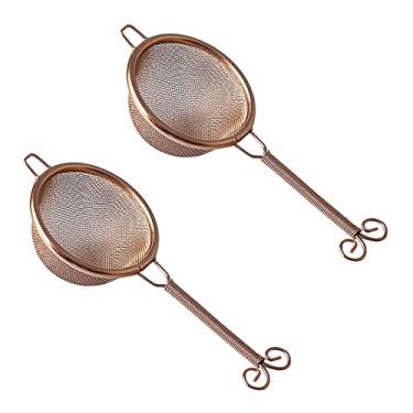 Imagem de UPTALY 2 coadores de chá com cabo longo, peneira de chá de aço inoxidável 18/10, filtros de drenagem de chá para conjunto de chá de kung fu, folha solta de infusor de chá pequeno, difusor de chá reutilizável