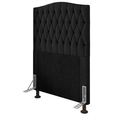 Imagem de Cabeceira Estofada Box Solteiro Greta 90cm Com Frame Preto