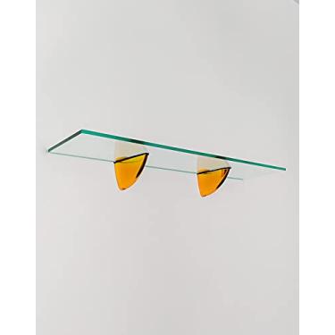 Imagem de Prateleira Grande Vidro Suporte Tucano Dourado Cozinha Sala 60x15