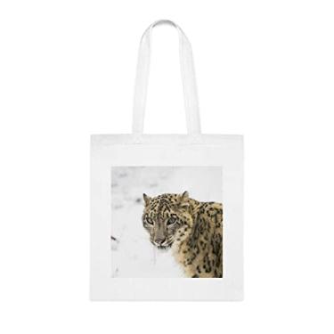 Imagem de Sacola de leopardo de neve, presente de leopardo, bolsa de ombro de leopardo de neve, bolsas reutilizáveis de leopardo de neve, ideia de presente de cesta de Natal de aniversário,