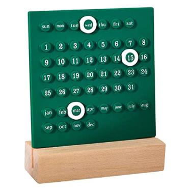 Imagem de Fenteer Calendário Perpétuo Enfeites de de Aniversário DIY Anel de Mesa de Registro Calendário para Decoração de Móveis de Mesa de E, verde