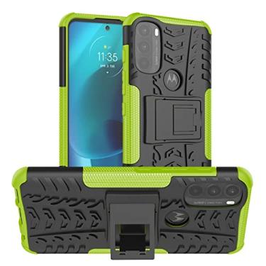 Imagem de YUNCHAO Caixa de telefone Para Motorola Moto G71 5G Textura TPU + Caixa de telefone PC com suporte capa para celular