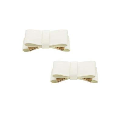 Imagem de Calçado feminino Douqu A Pair Bridal de casamento multicolorido elegante de couro com clipes de laço Acessórios para mulheres (branco)