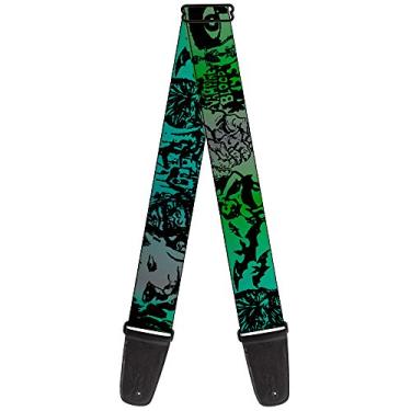 Imagem de Buckle-Down Alça de guitarra retrô Monster Aqua preta 5 cm de largura