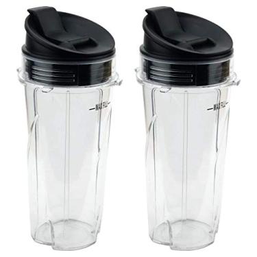 Imagem de Copos de peças de reposição da Joyparts para liquidificador Nutri Ninja, 2 pacotes de 473 ml, copos de dose única e tampa de sip e selo para liquidificadores Ninja Series BL770 BL780 BL660 All Pro 4Tabs