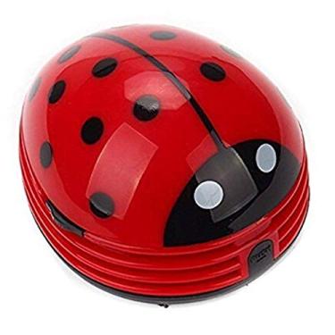 Imagem de ANKOMINA Aimeio Cute Portable Beetle Ladybug Mini portátil sem fio varredor de migalhas de mesa teclado aspirador de pó, operado por bateria