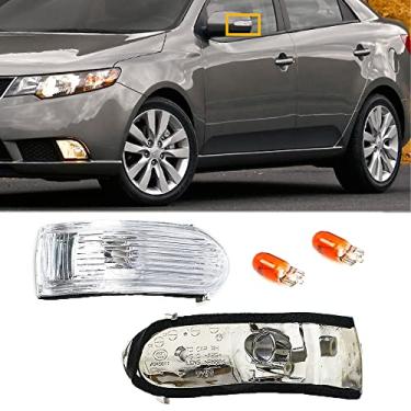Imagem de JESYMBX 1 par de espelhos retrovisores para esquerda e direita (motorista e passageiro) retrovisores indicadores pisca-pisca repetidor estilo carro para KIA Forte 2009 2010 2011 2012 2009-2012 branco