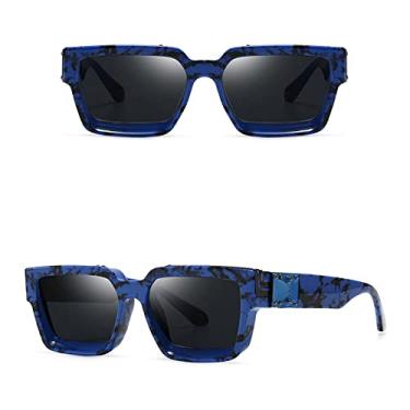 Imagem de Óculos de sol elegantes com espelho quadrado branco feminino, designer de moda, óculos de sol superdimensionados, óculos de sol femininos de verão, C14 azul preto cinza, tamanho único