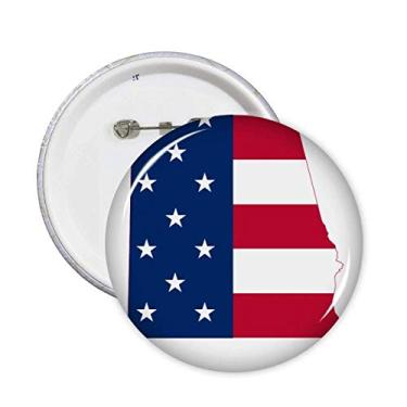 Imagem de Alabama EUA mapa estrelas listras forma bandeira pinos crachá botão decoração acessório 5 peças