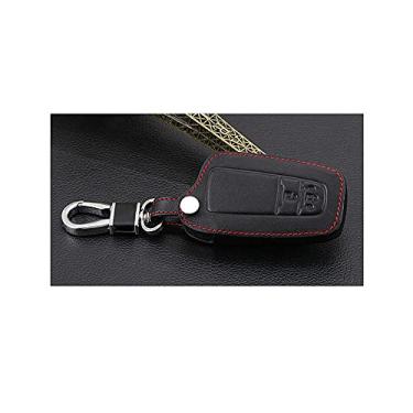 Imagem de YJADHU Capa de couro para chave de carro, apto para Toyota Camry Corolla Crown RAV4 Highlander CHR C-HR Prius Prado Fortuner Land Cruiser 200 LC200, estilo B 2 botões