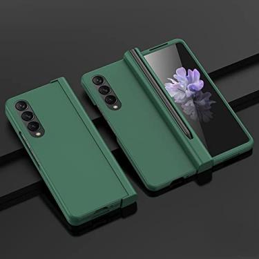 Imagem de Capa para celular Samsung Galaxy Z Fold 4 de cor sólida e película integrada para Galaxy Z Fold 4 Capa de silicone líquido de luxo, verde, para Z Fold4