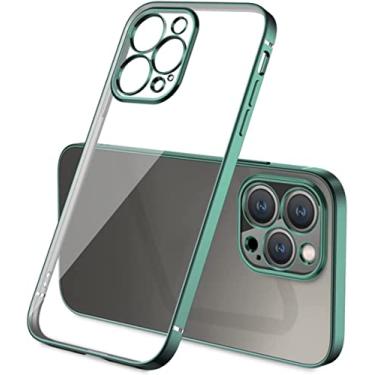 Imagem de NEYENS Capa transparente para iPhone 13 Pro, proteção à prova de choque nunca amarela, capas de telefone de TPU rígidas, com proteção de câmera, capa fina fina de 6,1 polegadas (cor: verde, tamanho: para iphone13Pro)
