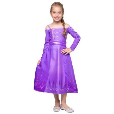 Imagem de Fantasia Elsa Frozen 2 Vestido Infantil Roupa Oficial Disney Vestido F