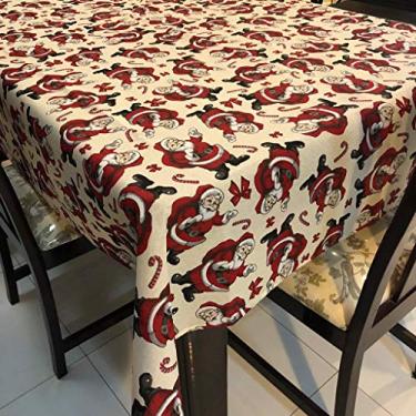 Imagem de Toalha de Mesa Retangular Gorgurinho Papel Noel Fundo Creme - 2,20m x 1,50m Largura