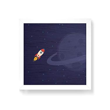 Imagem de Arte Maníacos Quadro decorativo com moldura caixa branca em Madeira - Nave Planeta - 30x30cm