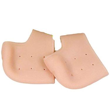 Imagem de Meia Palmilha Ortopédica Silicone Gel Hidratante Massageadoras Protetoras de Calcanhar Calçado Sapato Conforto e Alívio de Dor Sking (Creme)