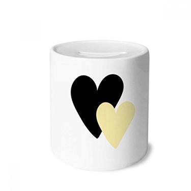 Imagem de DIYthinker Caixa de moedas de cerâmica com citação de coração dupla para guardar dinheiro