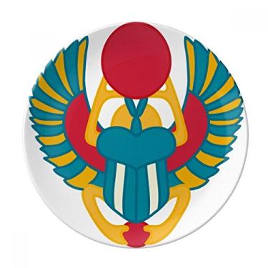 Imagem de Antigo Egito Padrão Abstrato Escaravelho Prato Decorativo Porcelana Salver Prato de Jantar