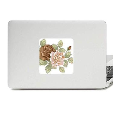 Imagem de Adesivo de vinil para laptop com rosas brancas e desenho de folhas de rosas