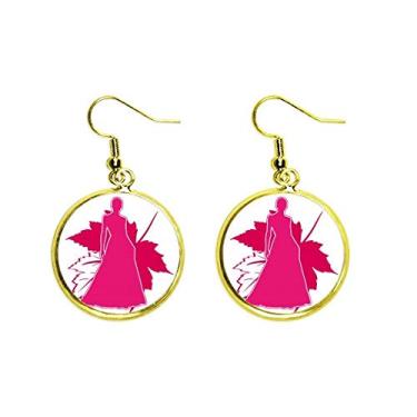 Imagem de Brinco feminino postura, sombra, folhas, orelha, pendente, dourado, joia feminina