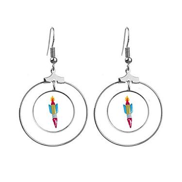 Imagem de Brincos de foguete alienígena e universo pendente, joia de argola