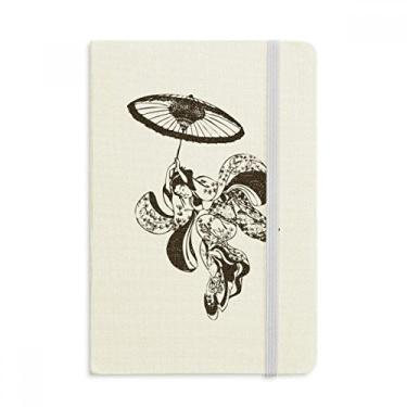 Imagem de Caderno de ilustração de guarda-chuva feminino japonês, capa dura em tecido, diário clássico