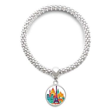 Imagem de DIYthinker Castelo Paris França Torre Eiffel Pulseira de prata pingente corrente corrente ajustável