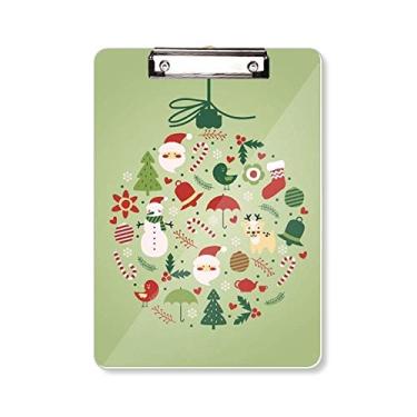 Imagem de Prancheta verde de Natal, Papai Noel, árvore de boneco de neve, pasta, bloco de notas A4