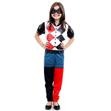 Imagem de Sulamericana Fantasias Arlequina DC Super Hero Girls Infantil, P 3/4 Anos, Multicor