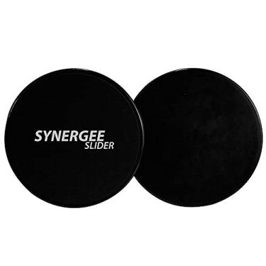 Imagem de Synergee Sliders de núcleo de discos deslizantes Jet Black. Uso de dupla face em carpete ou pisos de madeira. Equipamento de exercício abdominal