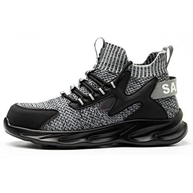 Imagem de Sapatos de segurança SafeByAlex para homens e mulheres, bico de aço, moderno, leve, para proteção de trabalho, 712 - Cinza, 9 Women/7 Men