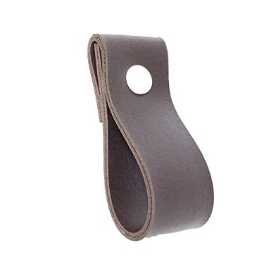 Imagem de Puxador Dobi Parafuso - Textura de Couro Marrom Escuro - Parafuso Branco