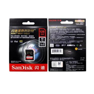 Imagem de Cartão Sd Sandisk Extreme Pro 128Gb 170 Mb/S Sdhc Uhs-I 4K Original Ch