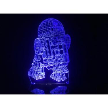 Imagem de Luminária Led 3D R2d2 Star Wars B2 Acrílico Abajur - Geeknario