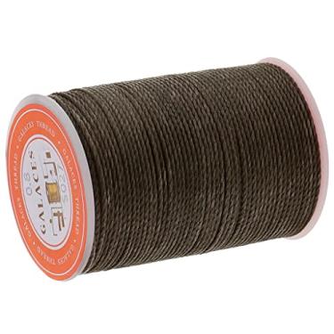 Imagem de LoveinDIY 55M 0,8 mm fio de poliéster encerado cordão trançado macramê - marrom cinza