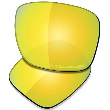 Imagem de SAUCER Lentes de substituição premium para óculos de sol Oakley Holbrook Mix OO9384 | Holbrook Mix Low Bridge Fit OO9385 High Defense - Ouro 24K polarizado