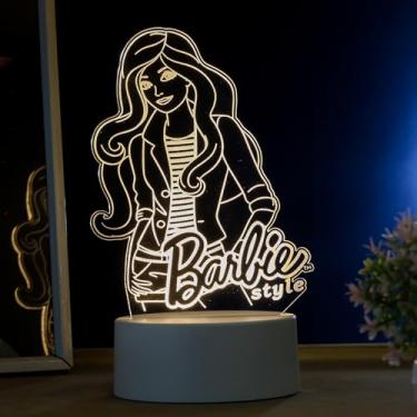 Imagem de Luminária led 3d, abajur de mesa, Barbie Style, desenho animado