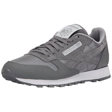 Imagem de Reebok Tênis masculino clássico de couro Reflect Fashion, Tubarão/cinza plano/branco/preto, 7