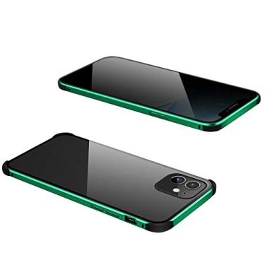 Imagem de Capa magnética de privacidade para iPhone 11 Pro de 5,8 polegadas antiespião, vidro temperado transparente dupla face [silicone reforçado com 4 cantos] [moldura amortecedora de metal com absorção