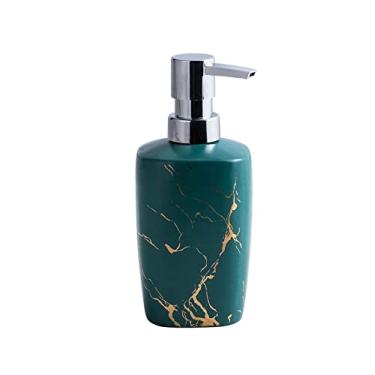Imagem de Porta Sabonete Líquido Garrafa de sabão dispensador de sabão cerâmico com bomba dourada para banheiro cozinha bancada Banheiro(Color:Green)