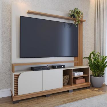 Imagem de Estante Home para TV até 75 Polegadas 2 Portas Jurerê 1.8 Colibri - Off White Matte/Freijo