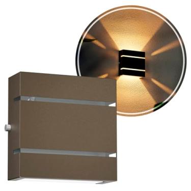 Imagem de Arandela Externa Luminária de Parede Alumínio 2 Frisos 1 Foco 2 Fachos MF103 (Marrom)