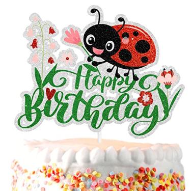 Imagem de Ladybug Cake Toppers Insect Happy Birthday Decorations, Boys and Girls Birthday Party, Garden Party, Baby Shower, Bug Theme Party Decorations, Birthday Gifts for Kids. SugarGera