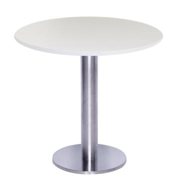 Imagem de Mesa Beta Big Inox 75 cm (Alt) Disco Redondo Tampo MDP Redondo 60 cm (Larg) x 2,50 cm (Alt) Branco