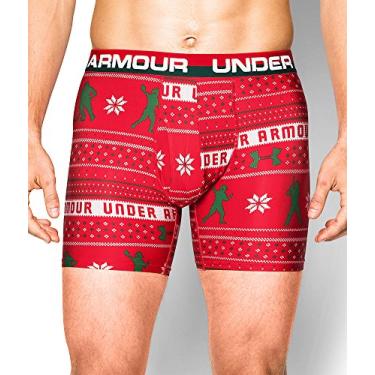Imagem de Cueca boxer masculina Under Armour original s rie impressa 15 cm Boxerjock, Red/White, Small