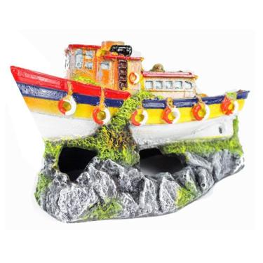 Imagem de Enfeite Para Aquário- Navio Reboque