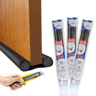 Imagem de Kit Com 3 Unidades Protetor de Porta 90 cm Veda Fresta Rolinho Duplo Ajustável Contra Insetos e Poeira