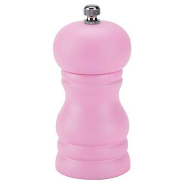 Imagem de uxcell Moedor de sal e moedor de madeira de 11 cm com espessura ajustável para temperos, preparação de refeições, cozinha, jantar, rosa