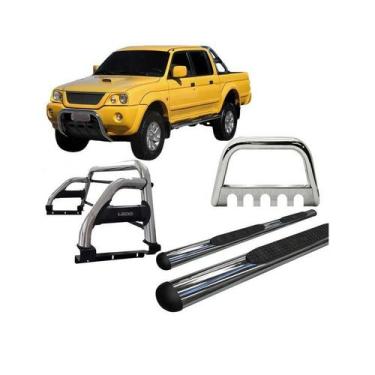 Imagem de Kit Quebra Mato Estribo Santo Antônio H2 L200 04 Cromado - HOZZ